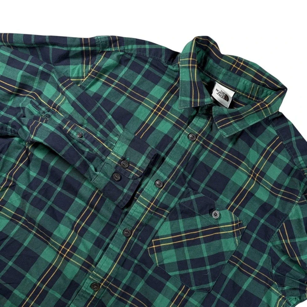 The North Face‎ Mens Large Green Plaid Long Sleeve Button Down Shirt Gorpcore
